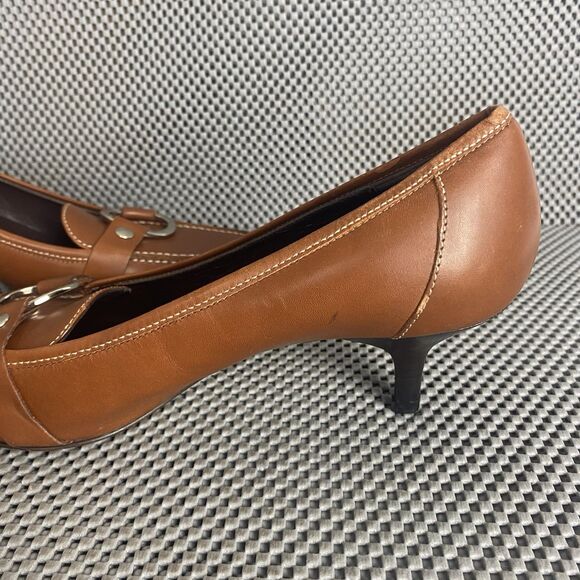 Coach Kitten Heels Womens 10 B Brown Leather Square Toe Made In Italy - Picture 10 of 14